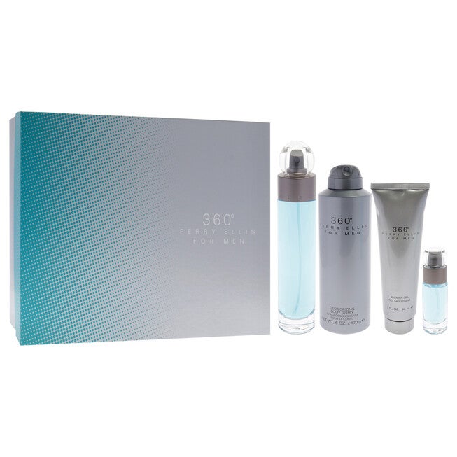 360 by Perry Ellis for Men - 4 Pc Gift Set 3.4oz EDT Spray, 6oz Deodorizing Body Spray, 3.0oz Shower Gel, 0.25oz EDT Spray, NA, alternate image number null