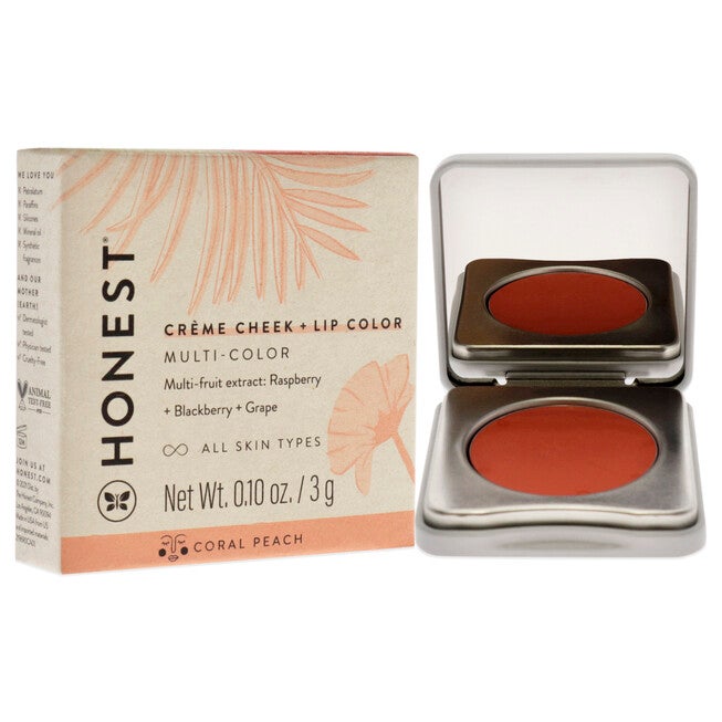 Creme Cheek Blush Plus Lip Color - Coral Peach by Honest for Women - 0.10 oz Makeup, NA, alternate image number null