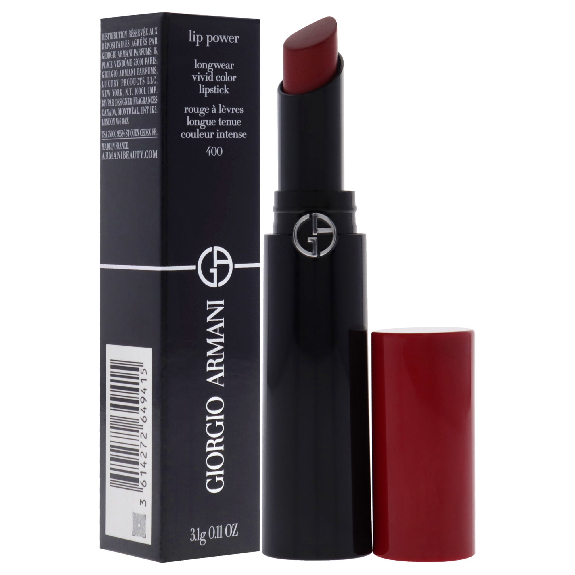 Lip Power Longwear Vivid Color Lipstick - 400 Four Hundred by Giorgio Armani for Women - 0.11 oz Lipstick, See Description, alternate image number 1