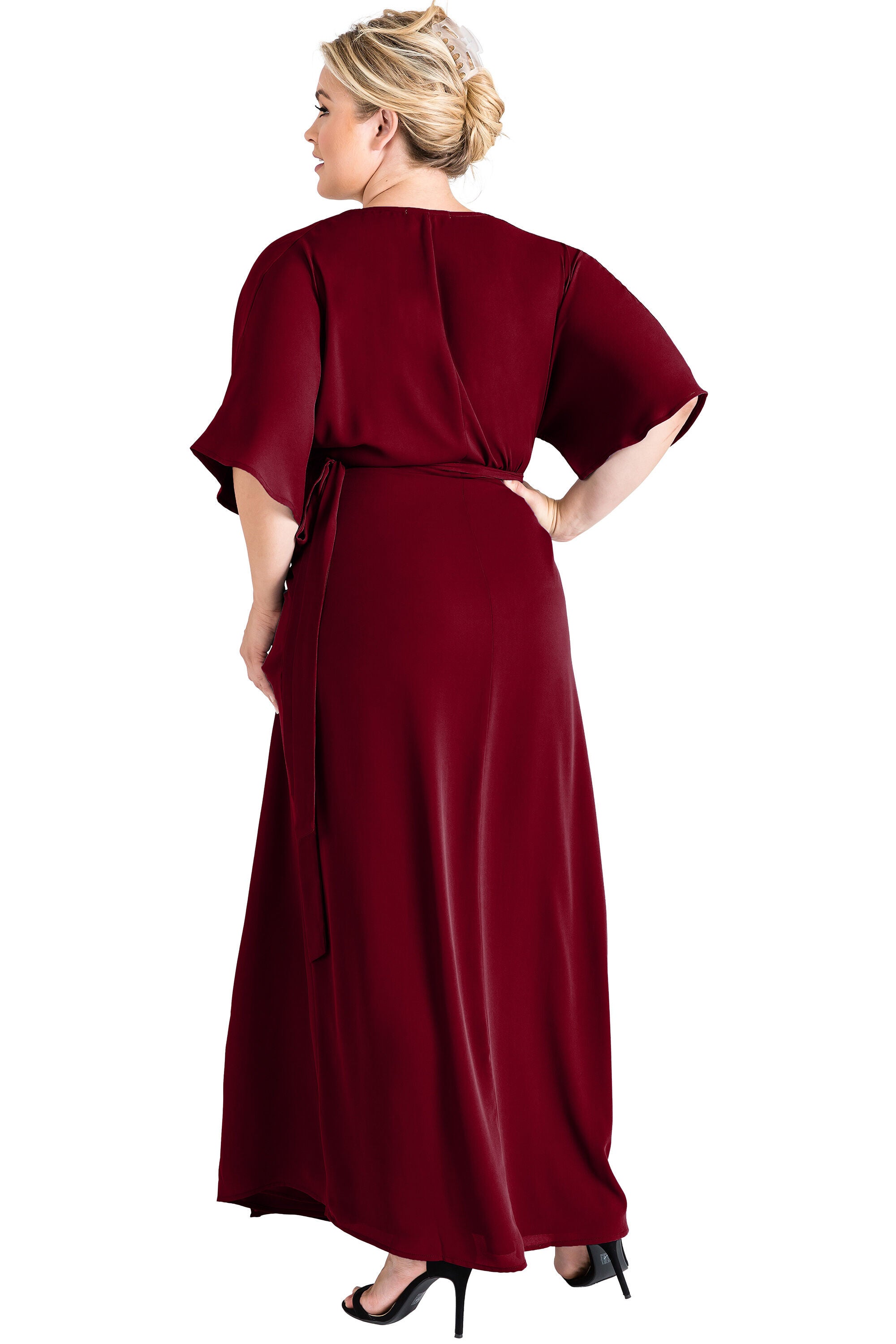 Women's Plus Size Kimono Wrap Dress Maxi Length, , alternate image number 1