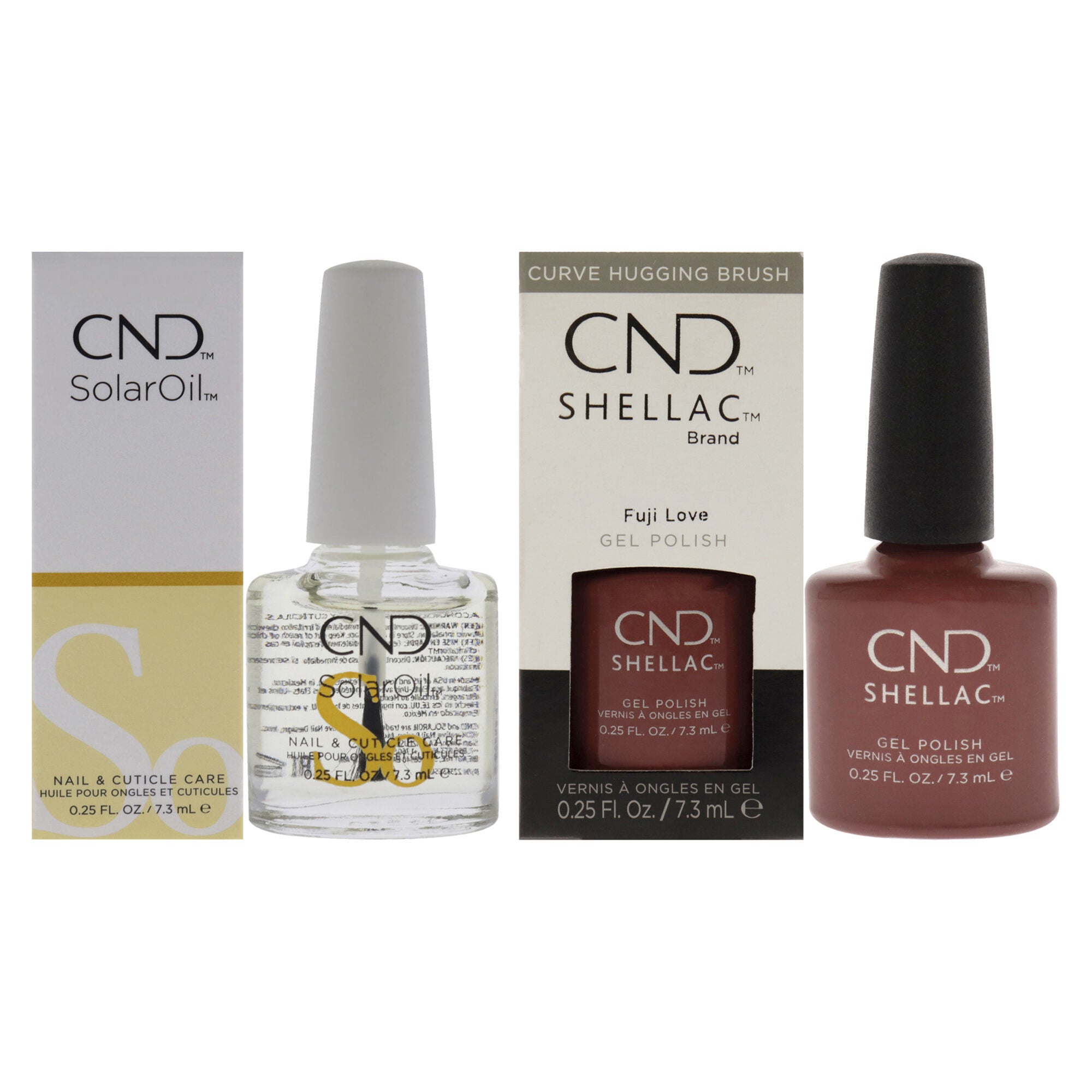 SolarOil Nail and Cuticle With Shellac Nail Color Kit by CND for Women - 2 Pc Kit 0.25oz Treatment, 0.25oz Nail Polish - Fuji Love, See Description, hi-res image number 0