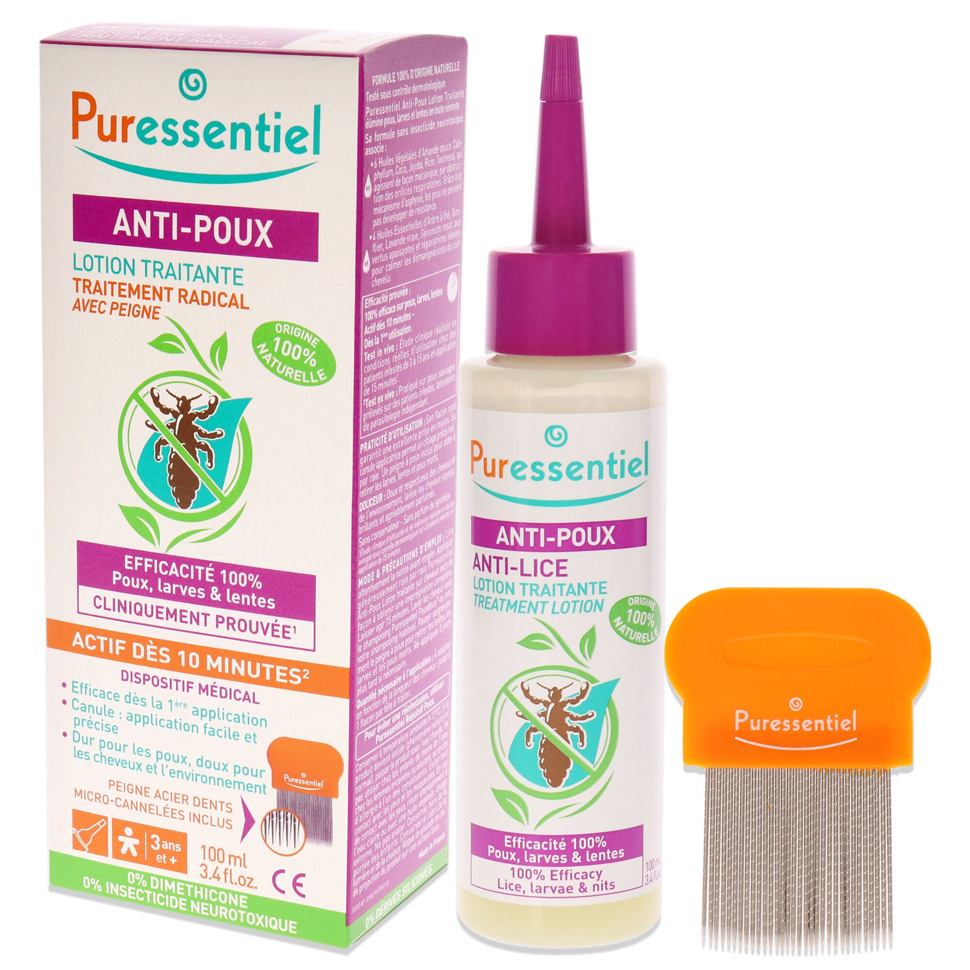 Anti-Lice Treatment Lotion Plus Comb by Puressentiel for Unisex - 3.4 oz Treatment, See Description, alternate image number 1