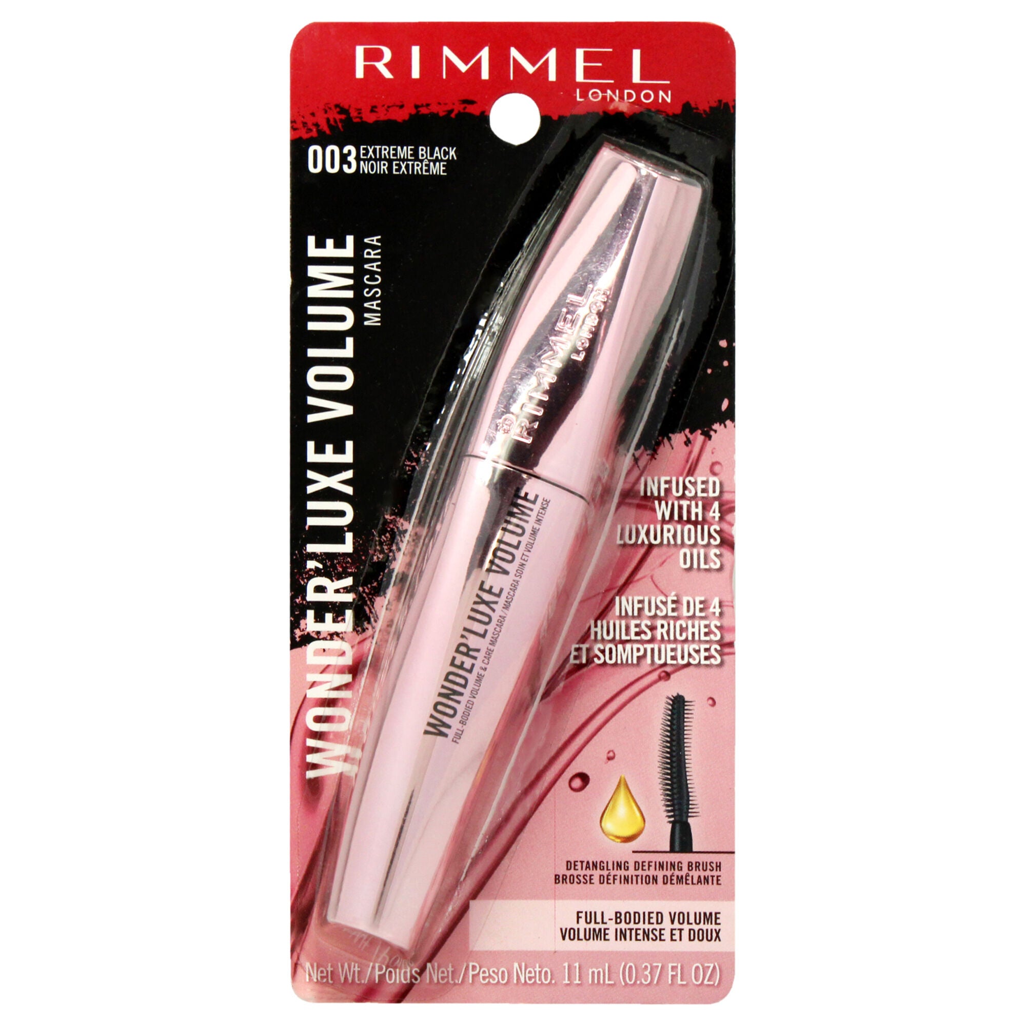 Wonder Luxe Volume Mascara - 003 Extreme Black by Rimmel London for Women - 0.37 oz Mascara, See Description, hi-res image number 0