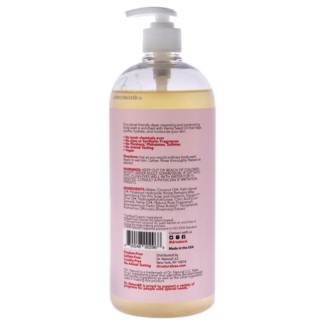 Body Wash - Hemp with Rose by Dr. Natural for Unisex - 32 oz Body Wash, NA, alternate image number null