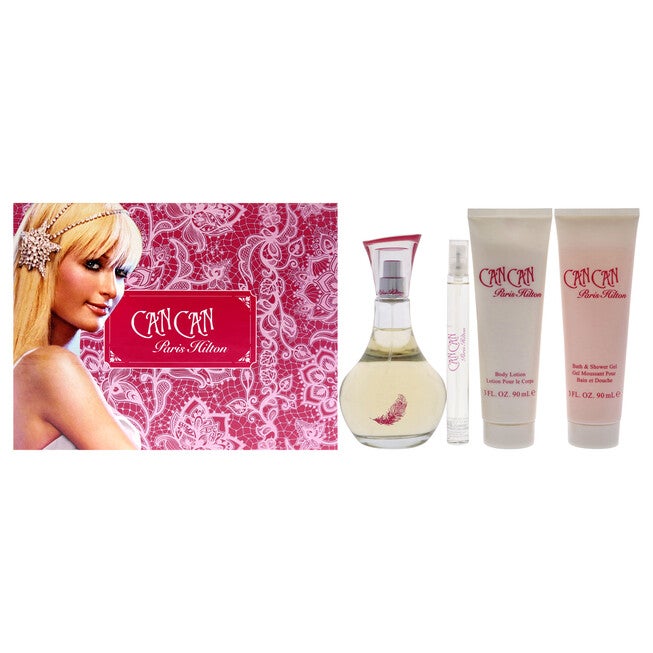 Can Can by Paris Hilton for Women - 4 Pc Gift Set 3.4oz EDP Spray, 0.34oz EDP Spray, 3oz Body Lotion, 3oz Bath and Shower Gel, NA, hi-res image number null
