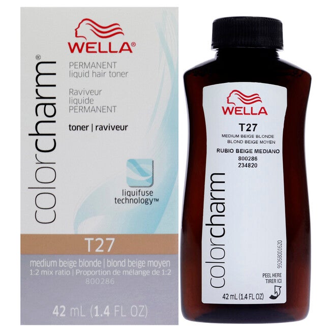 Color Charm Permanent Liquid Toner - T27 Medium Beige Blonde by Wella for Women - 1.4 oz Toner, NA, hi-res image number null