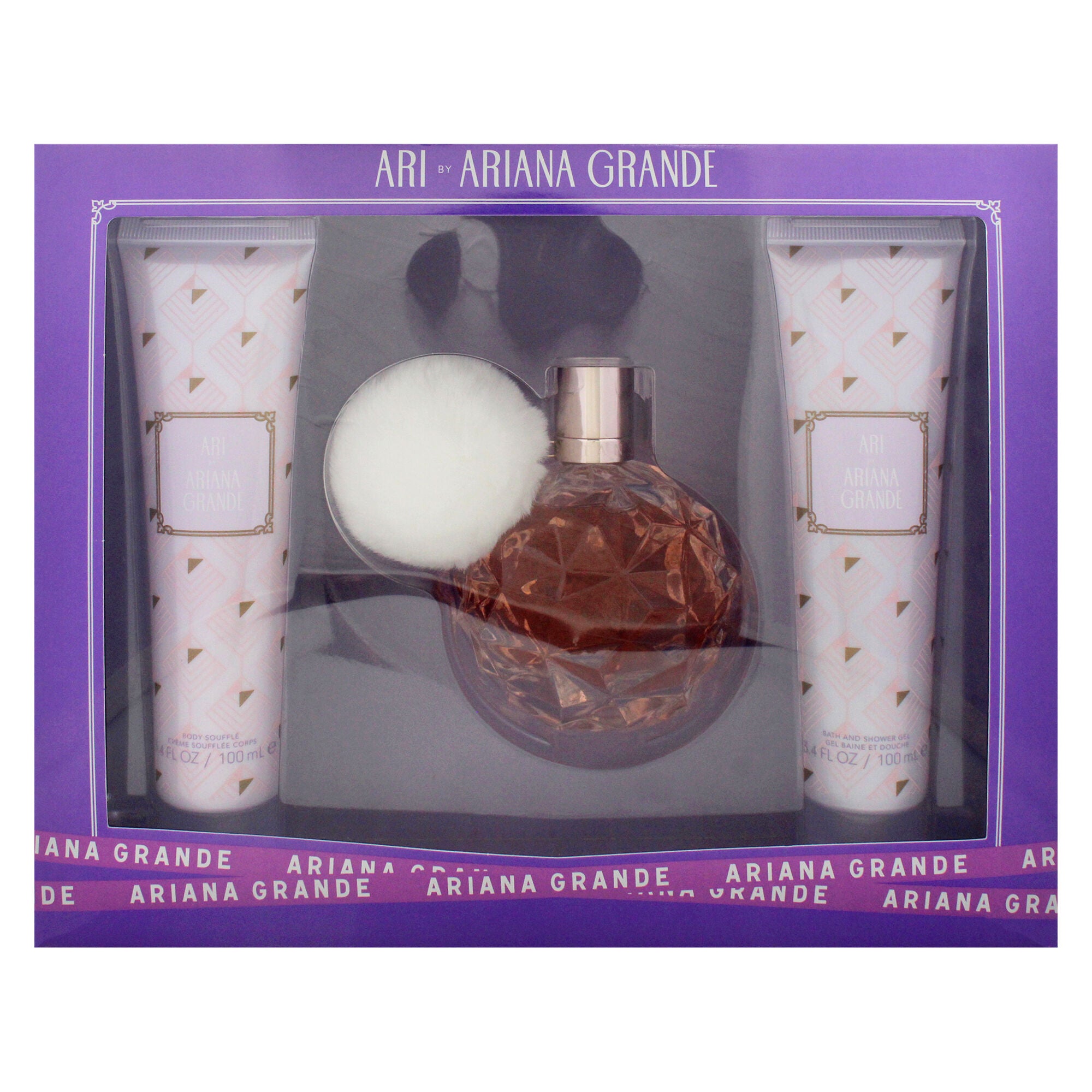 Ari by Ariana Grande for Women - 3 Pc Gift Set 3.4oz EDP Spray, 3.4oz Bath and Shower Gel, 3.4oz Body Souffle, Clear, alternate image number 4