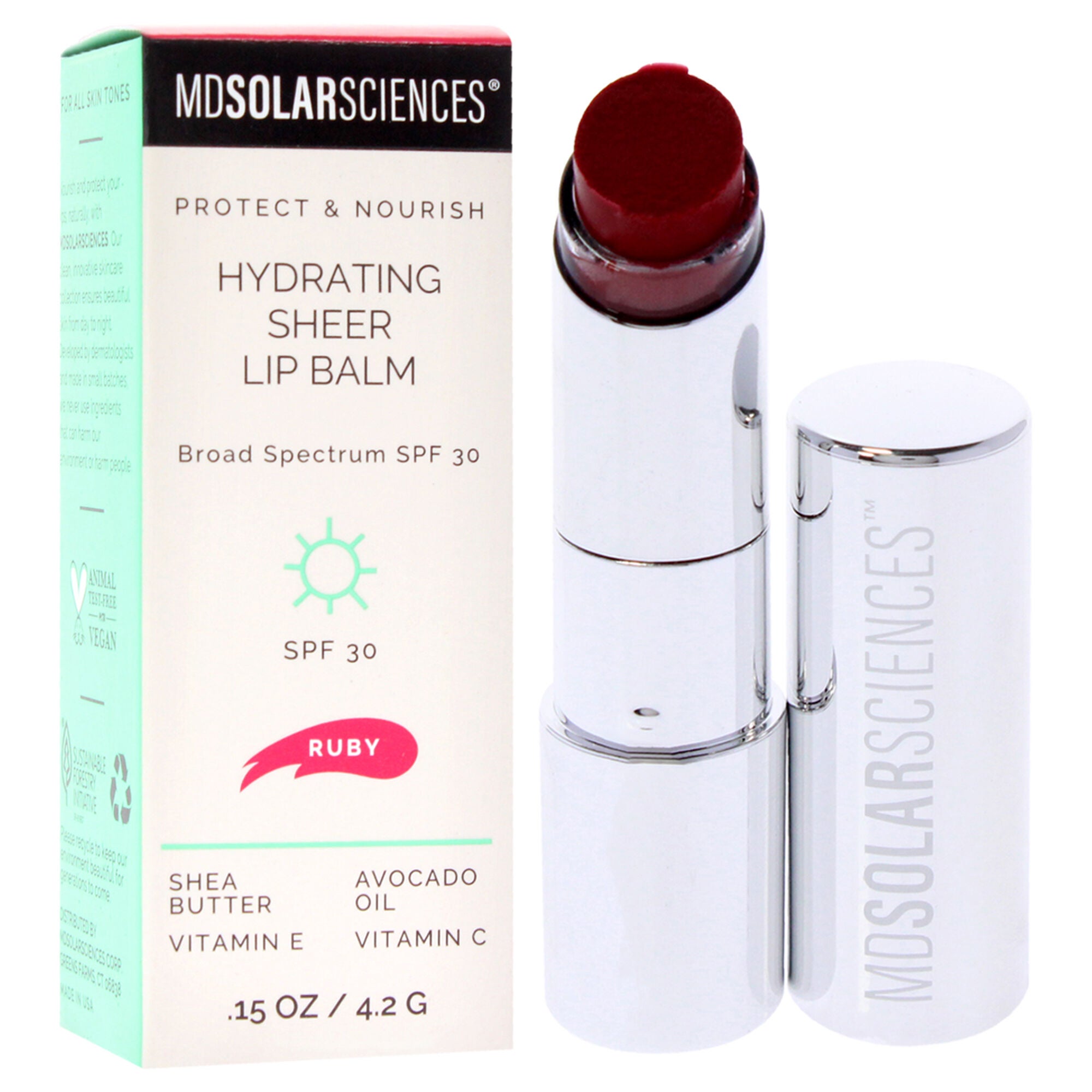 Hydrating Sheer Lip Balm SPF 30 - Ruby by MDSolarSciences for Women - 0.15 oz Lip Balm, See Description, alternate image number 1