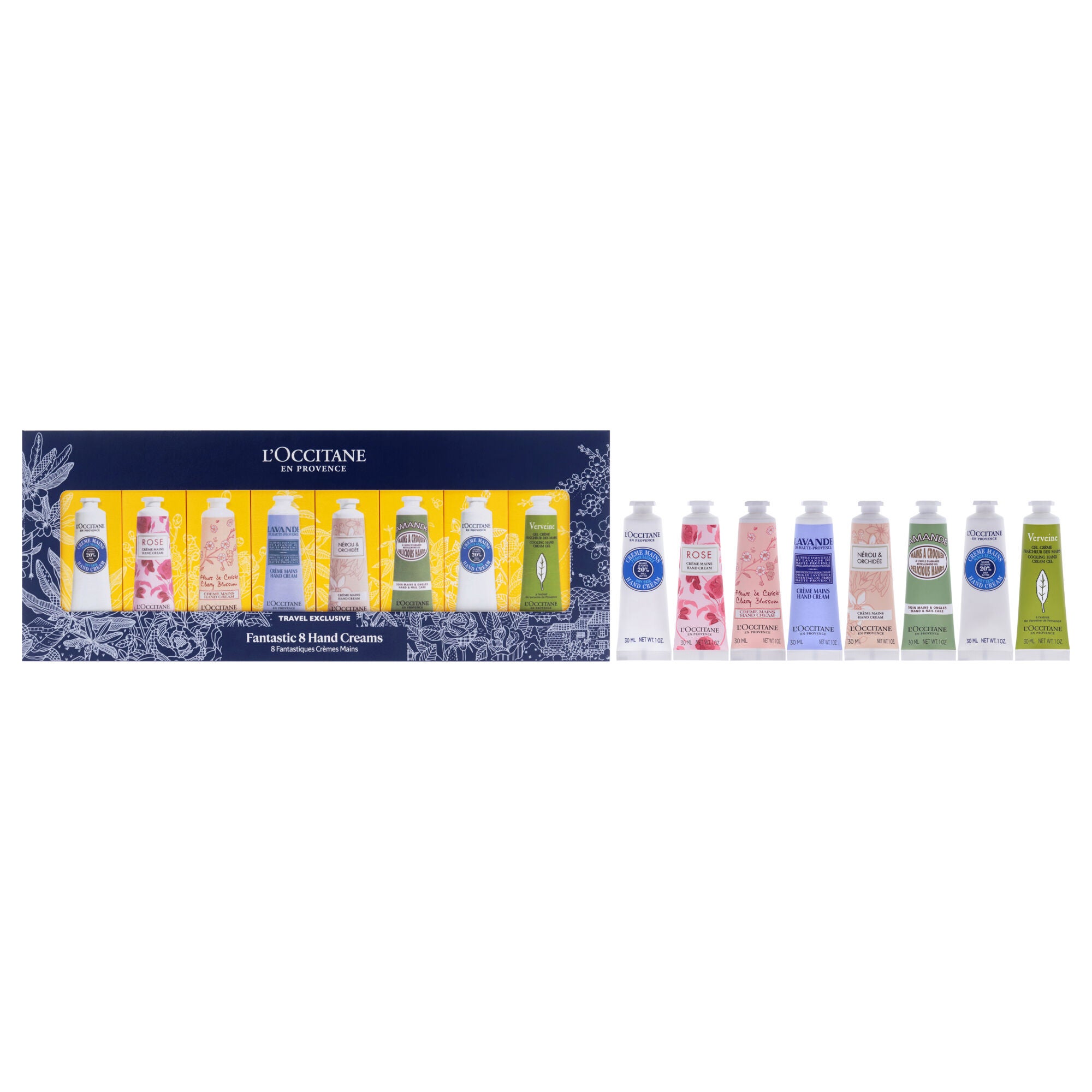"Fantastic 8 Hand Creams Kit by LOccitane for Unisex - 8 x 1 oz Shea Dry Skin, Rose, Cherry Blossom, Lavender, Pivoine Flora, Almond, Hand Cream", See Description, hi-res image number 0
