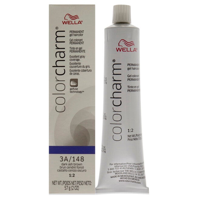 Color Charm Permanent Hair Color Gel - 148 3A Dark Ash Brown by Wella for Unisex - 2 oz Hair Color, NA, hi-res image number null