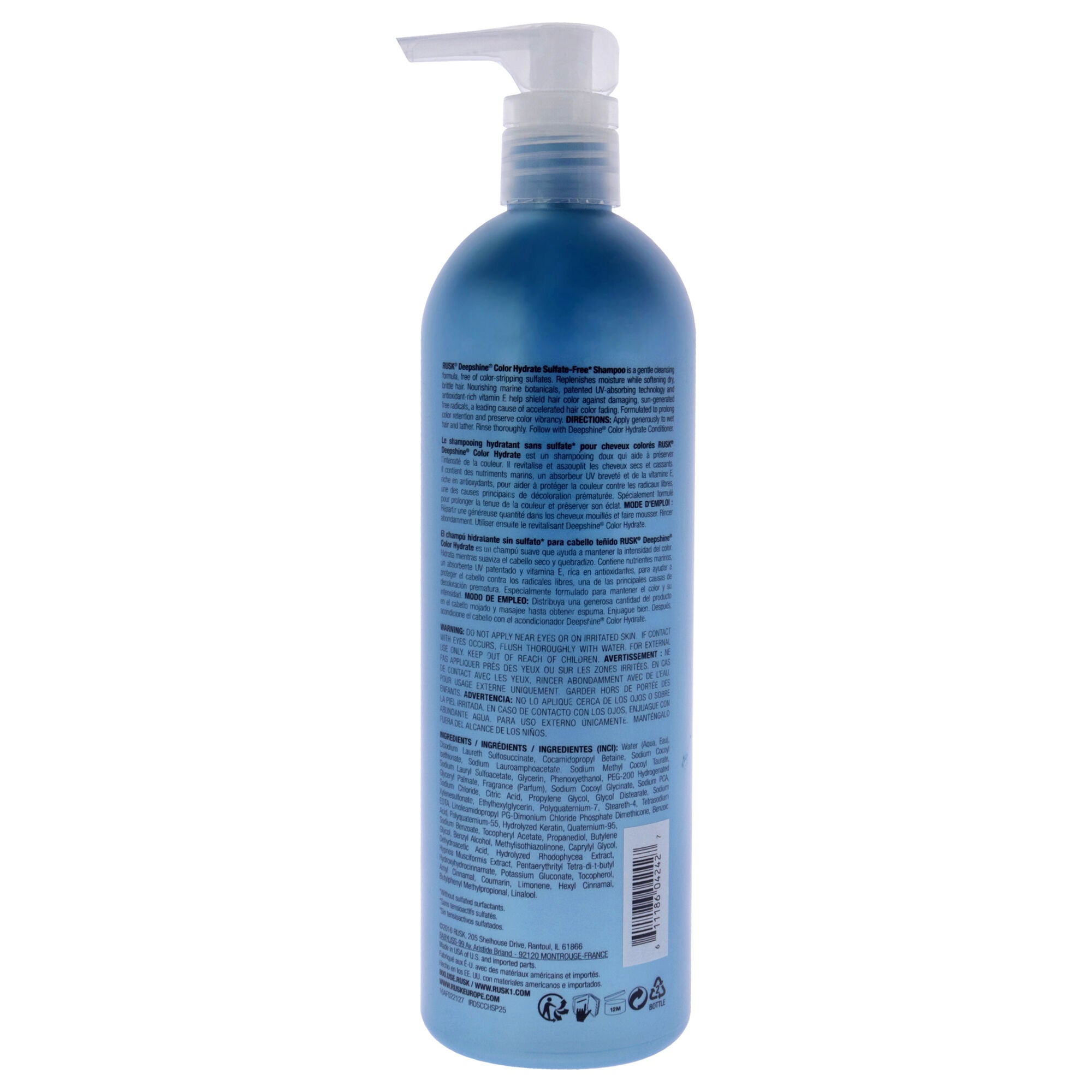 Deepshine Color Hydrate Sulfate-Free Shampoo by Rusk for Unisex - 25 oz Shampoo, See Description, alternate image number 2