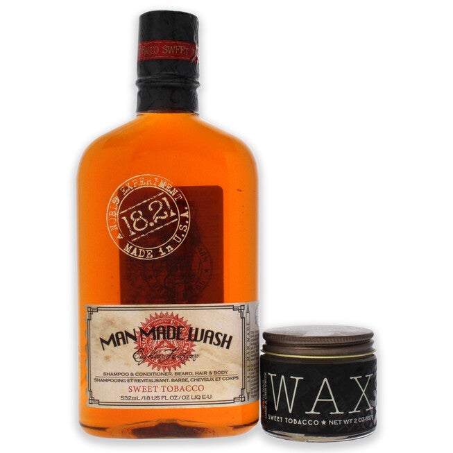 Man Made Set - Sweet Tobacco by 18.21 Man Made for Men - 2 Pc 18oz Man Made Wash 3-In-1 Shampoo, Conditioner and Body Wash, 2oz Wax, , alternate image number null