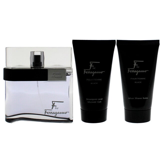 F Black by Salvatore Ferragamo for Men - 3 Pc Gift Set 3.4oz EDT Spray, 2.5oz Shampoo and Shower Gel, 2.5oz After Shave Balm, NA, alternate image number null