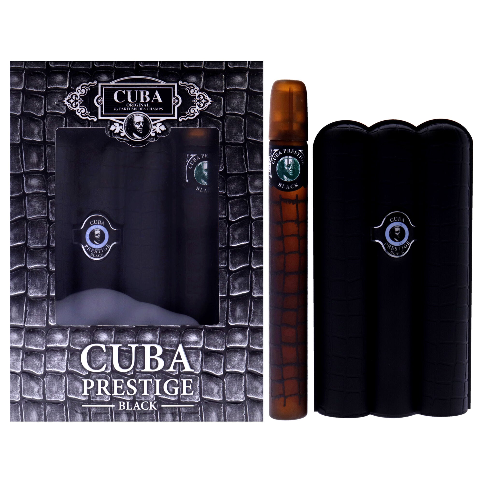 Cuba Prestige Black by Cuba for Men - 2 Pc Gift Set 3oz EDT Spray, 1.17oz EDT Spray, See Description, hi-res image number 0