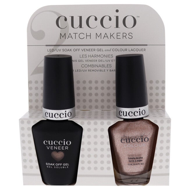 Match Makers Set - Rose Gold Slipper by Cuccio Colour for Women - 2 Pc 0.44oz Veneer Soak Of Gel Nail Polish, 0.43oz Colour Nail Polish, NA, hi-res image number null