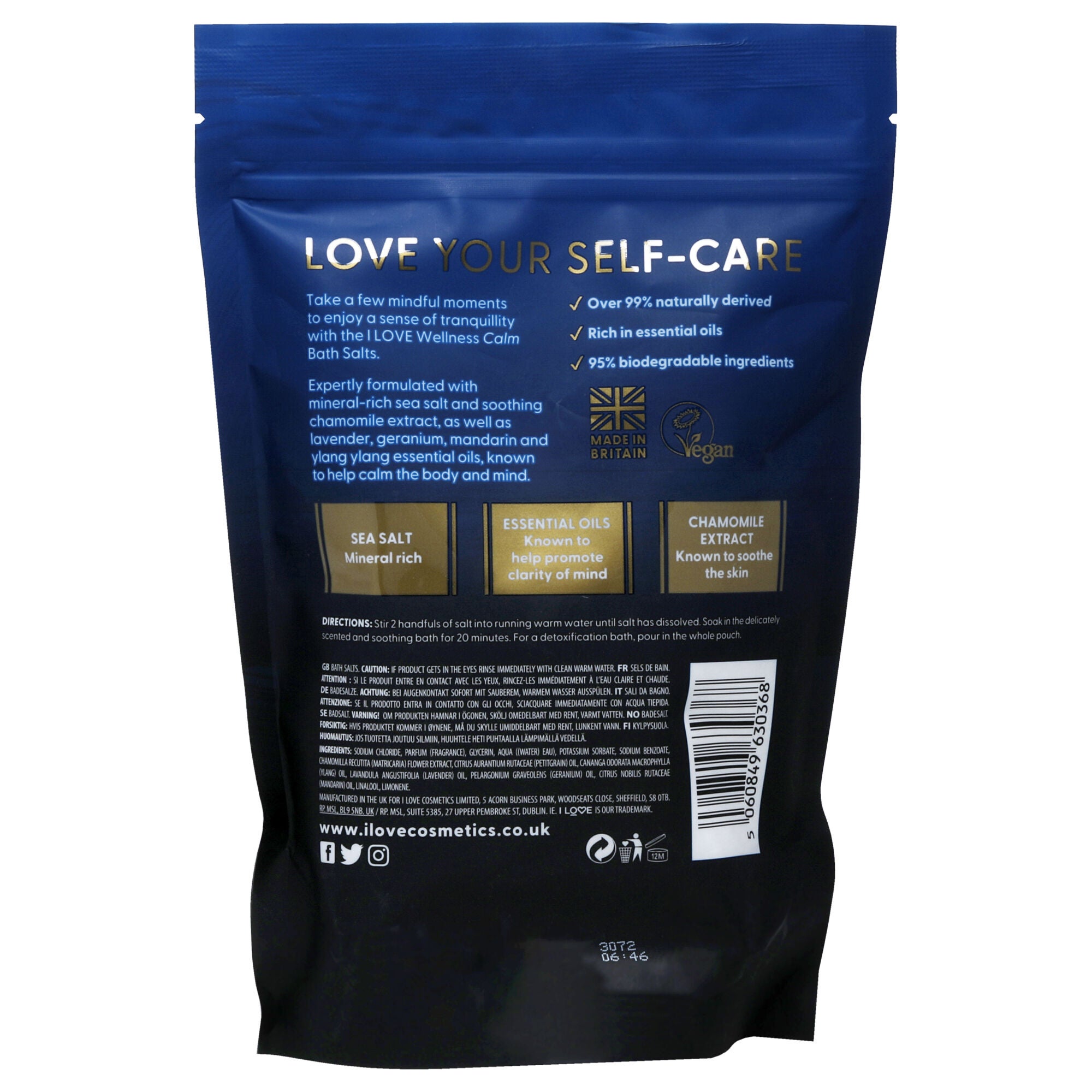 Wellness Bath Salts - Calm by I Love Cosmetics for Women - 17.6 oz Bath Salts, See Description, alternate image number 1