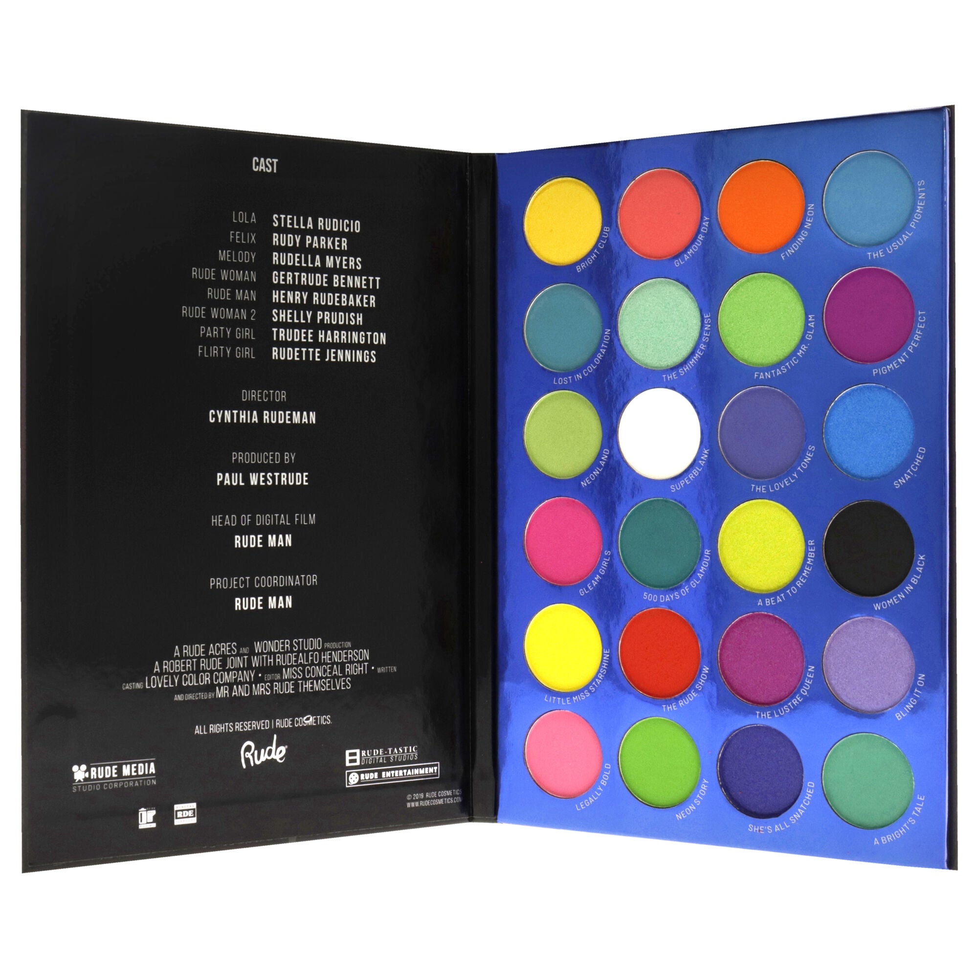 City of Neon Lights - 24 Vibrant Pigment and Eyeshadow Palette by Rude Cosmetics for Women - 0.63 oz Eye Shadow, See Description, alternate image number 3