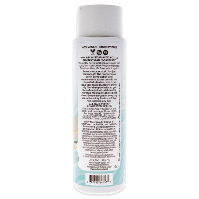 Invigorating Shampoo - Rosemary Purify by Pacifica for Unisex - 12 oz Shampoo, See Description, alternate image number 2