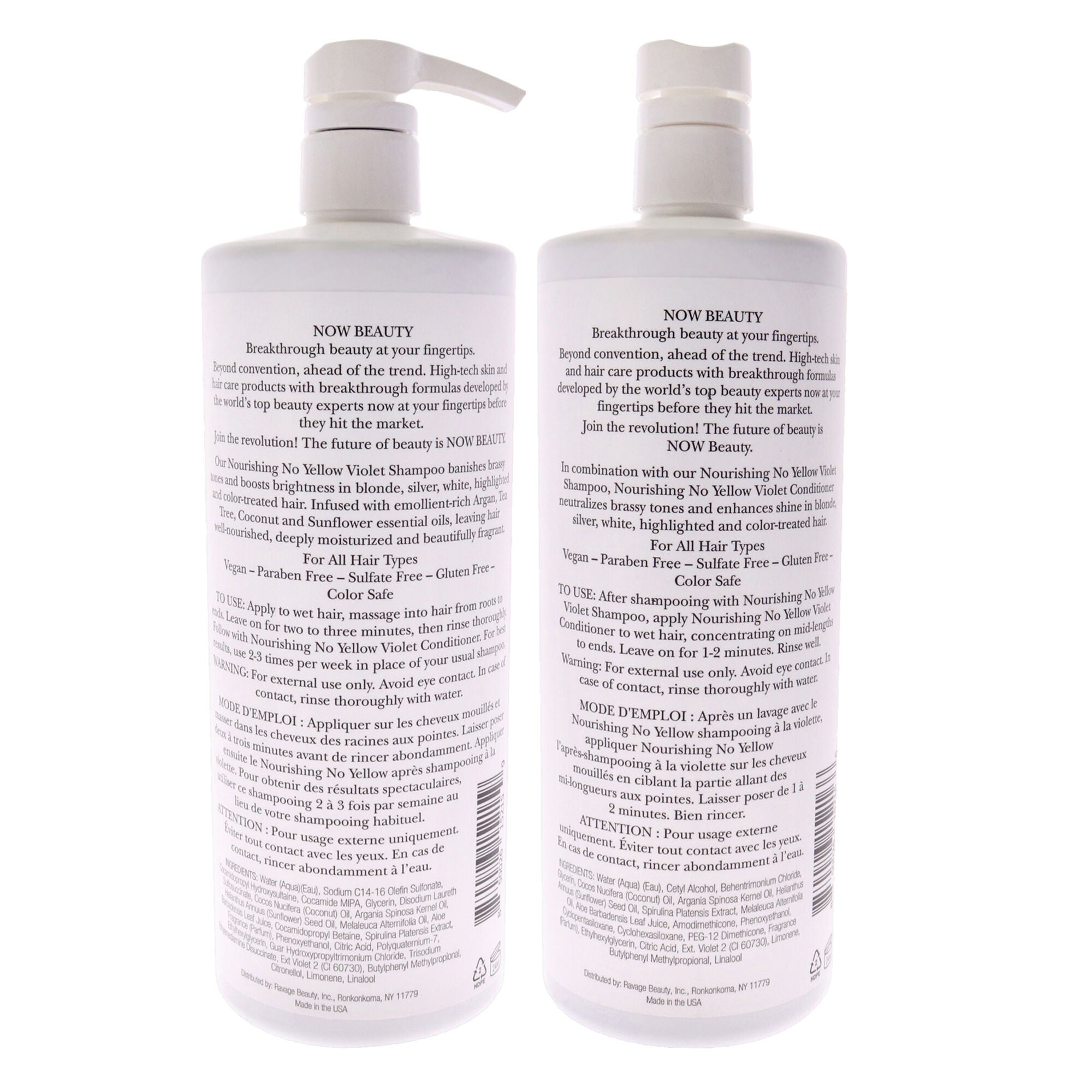 No Yellow Shampoo and Conditioner Kit by NOW Beauty for Unisex - 2 Pc Kit 32oz Shampoo, 32oz Conditioner, See Description, alternate image number 2
