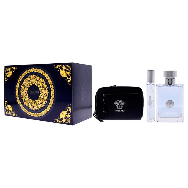 Versace Pour Homme by Versace for Men - 3 Pc Gift Set 3.4oz EDT Spray, 0.34oz EDT Spray, Pouch, NA, alternate image number null