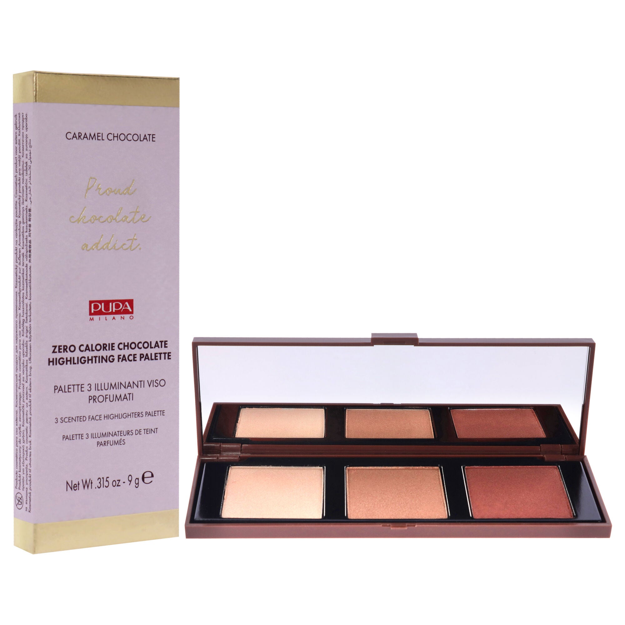 Zero Calorie Chocolate Highlighter Palette - 002 Caramel Chocolate by Pupa Milano for Women - 0.315 oz Highlighter, See Description, alternate image number 1