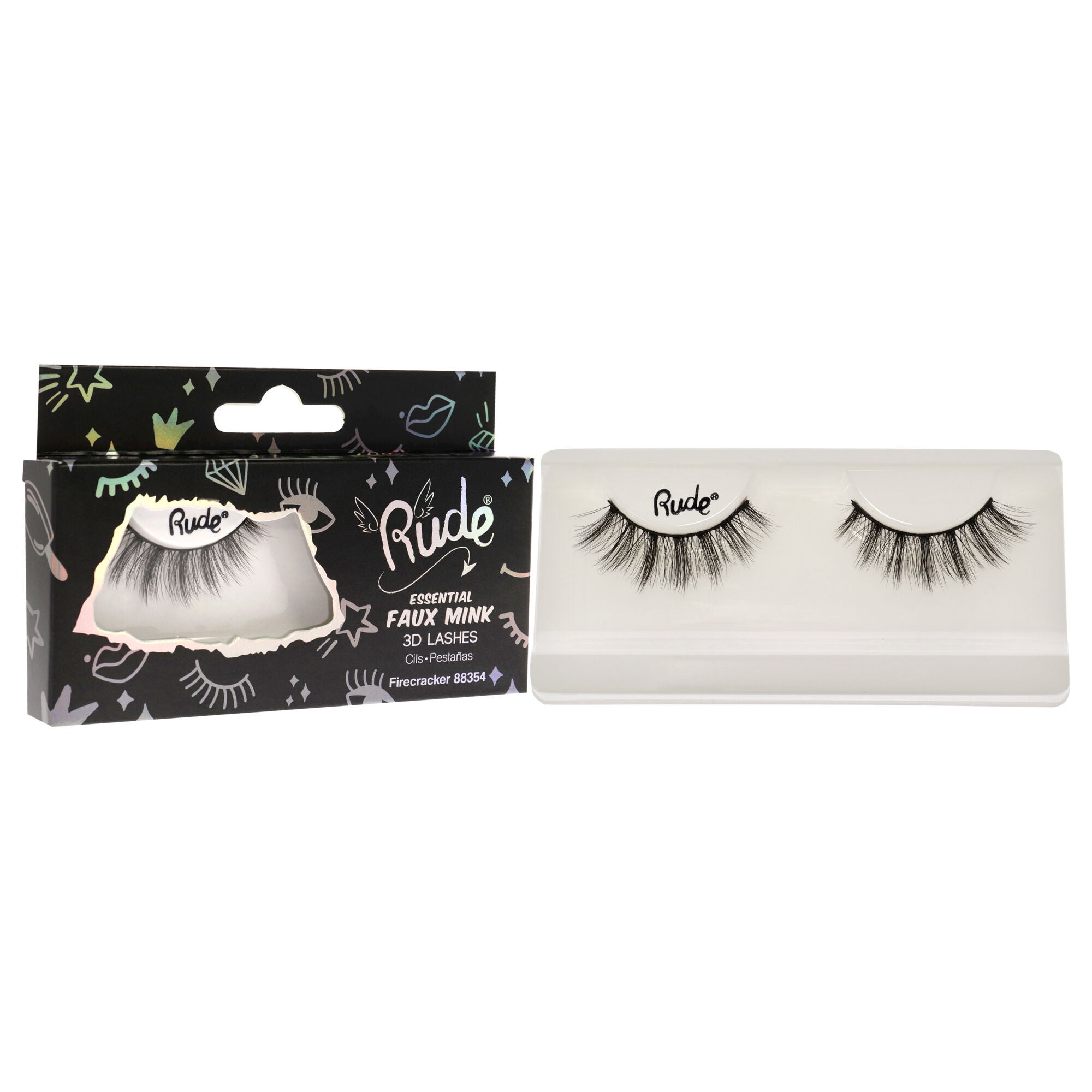 Essential Faux Mink 3D Lashes - Firecracker by Rude Cosmetics for Women - 1 Pc Pair, See Description, alternate image number 4