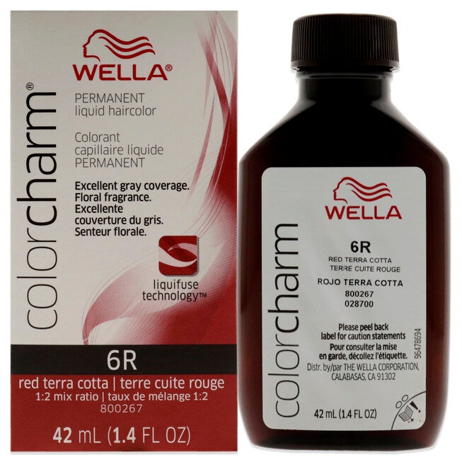 Color Charm Permanent Liquid Hair Color - 6R Red Terra Cotta by Wella for Unisex - 1.42 oz Hair Color, NA, hi-res image number null