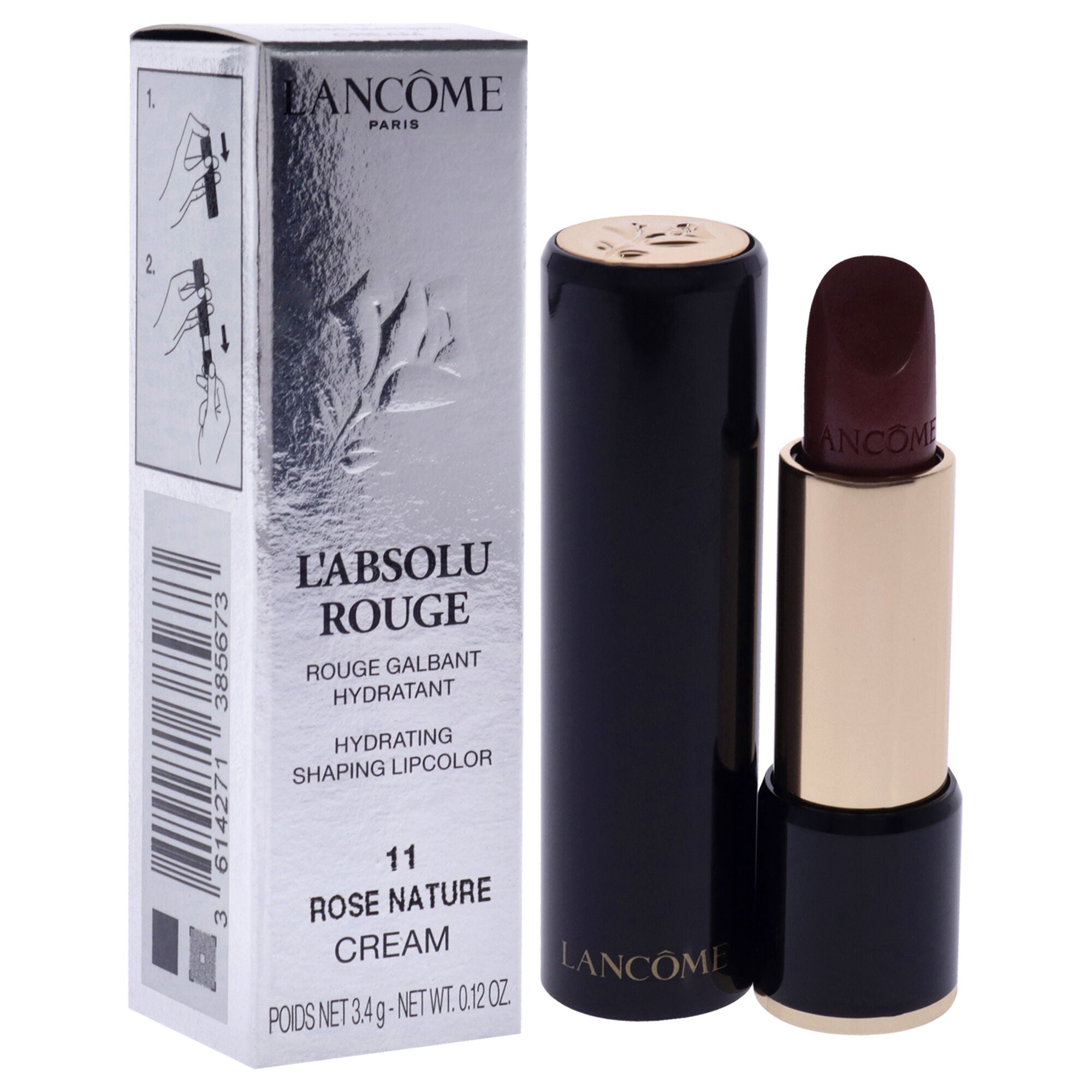LAbsolu Rouge Hydrating Shaping Lipcolor - 11 Rose Nature-Cream by Lancome for Women - 0.12 oz Lipstick, See Description, alternate image number 2