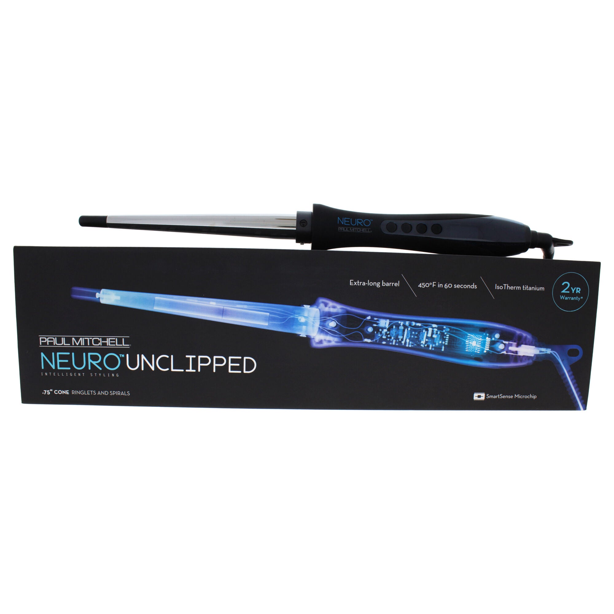 Neuro Unclipped Curling Iron - Model # NSSCNA - Black/Silver by Paul Mitchell for Unisex - 0.75 Inch Curling Iron, See Description, hi-res image number 0