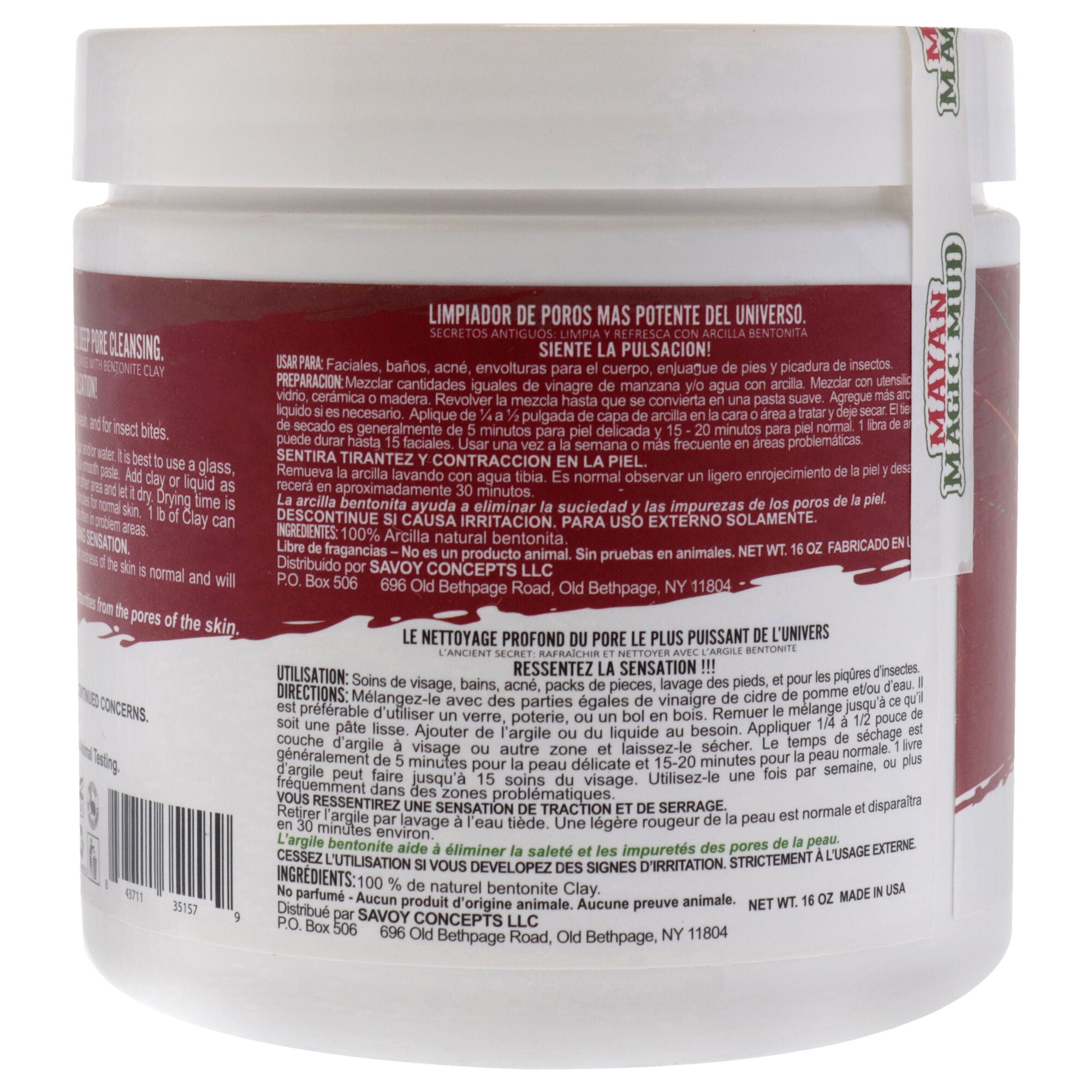 Powerful Deep Pore Cleansing Bentonite Clay by Mayan Magic Mud for Unisex - 16 oz Cleanser, See Description, alternate image number 2