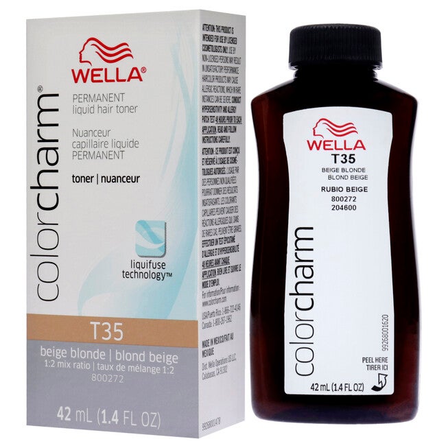 Color Charm Permanent Liquid Toner -T35 Beige Blonde by Wella for Women - 1.4 oz Toner, NA, alternate image number null