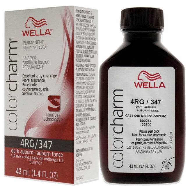 Color Charm Permanent Liquid Hair Color - 347 4RG Dark Auburn by Wella for Unisex - 1.42 oz Hair Color, NA, alternate image number null