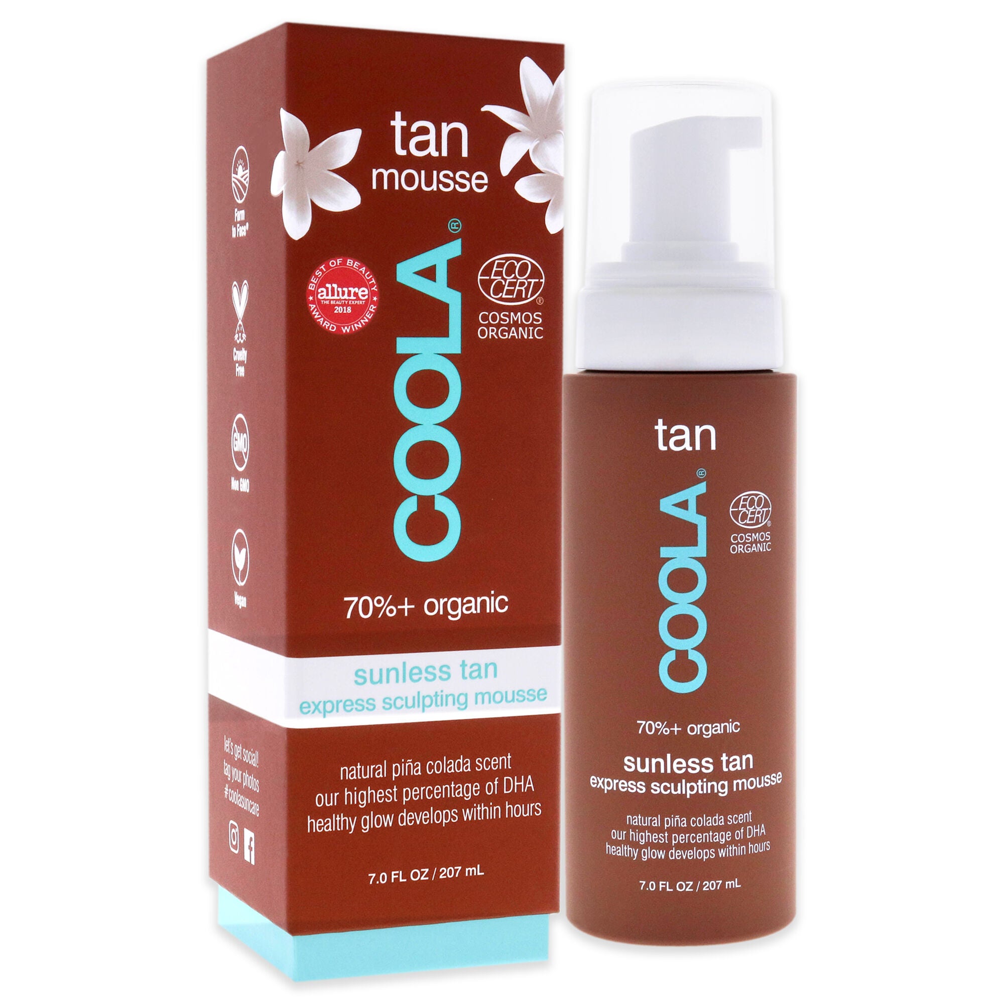 Organic Gradual Sunless Tan Express Sculpting Mousse by Coola for Unisex - 7 oz Bronzer, See Description, alternate image number 2