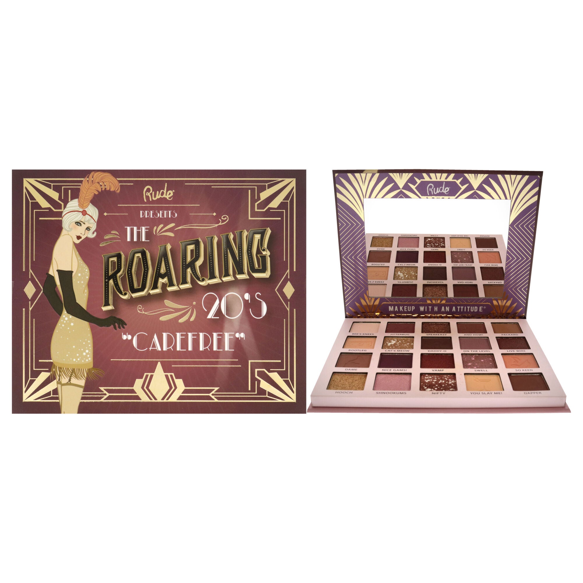 The Roaring 20s Eyeshadow Palette - Carefree by Rude Cosmetics for Women - 0.85 oz Eye Shadow, See Description, hi-res image number 0