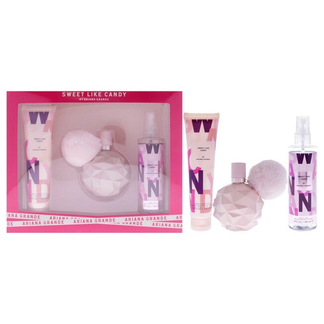 Sweet Like Candy by Ariana Grande for Women - 3 Pc Gift Set 3.4oz EDP Spray, 3.4oz Body Souffle, 4oz Body Mist, See Description, hi-res image number 0