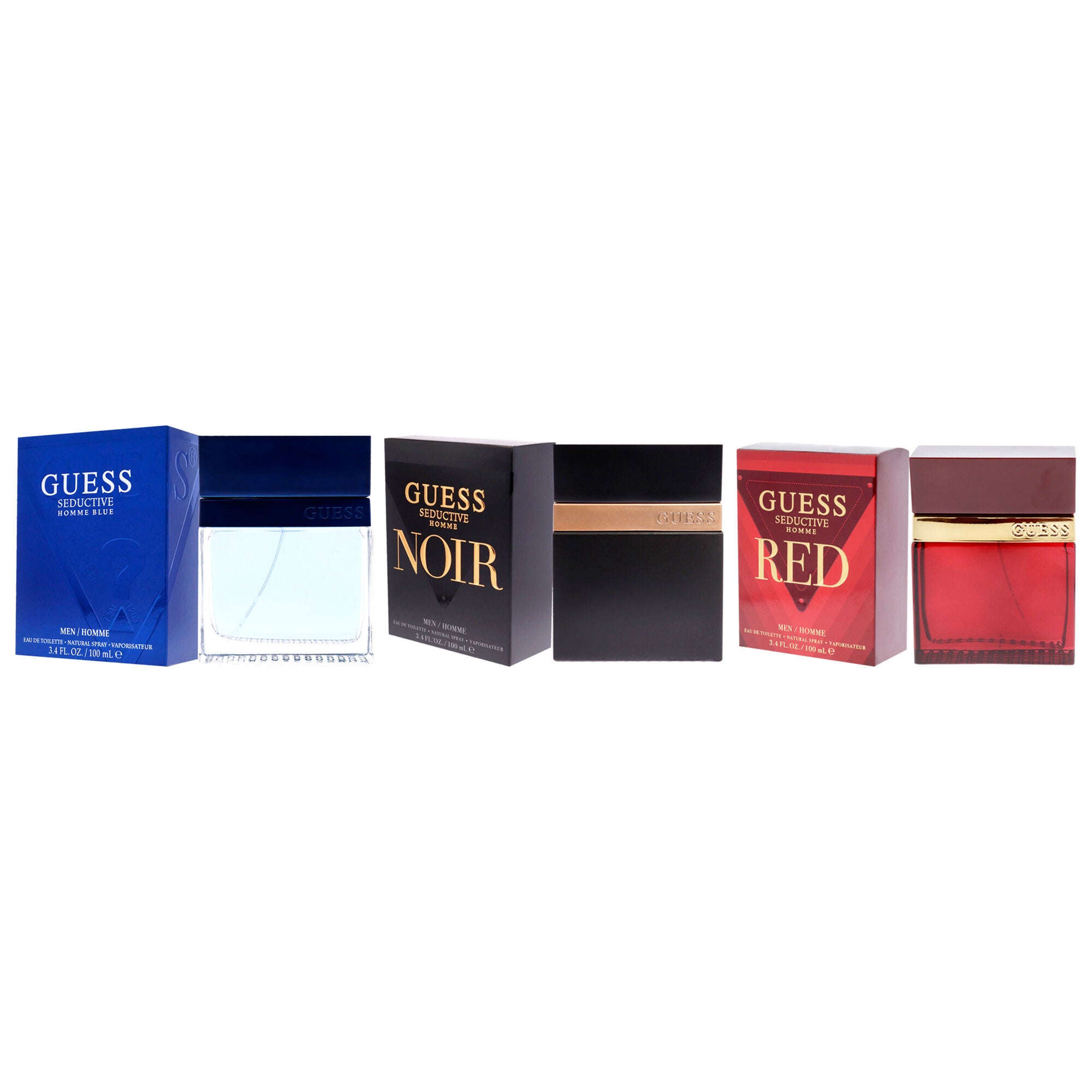 Guess Seductive Kit by Guess for Men - 3 Pc Kit 3.4 oz Seductive Homme Blue EDT Spray, 3.4oz Guess Seductive Homme Noir, 3.4 oz Seductive Red EDT Spray, Clear, alternate image number 3