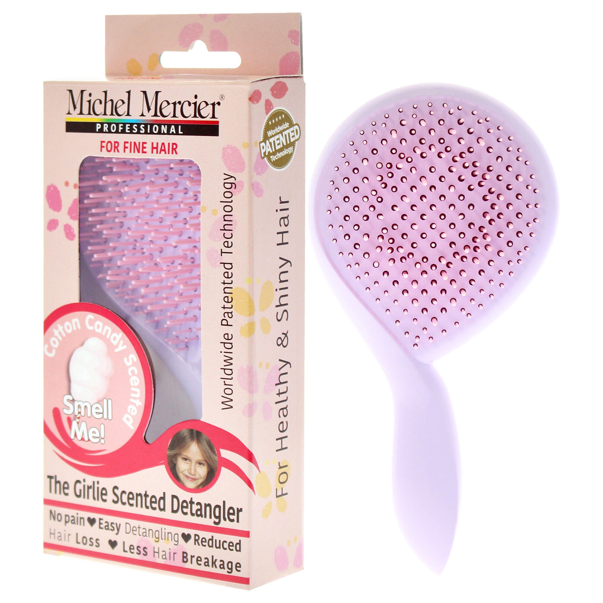 The Girlie Scented Detangler Brush Cotton Candy Fine Hair - Purple-Pink by Michel Mercier for Women - 1 Pc Hair Brush, , alternate image number 7