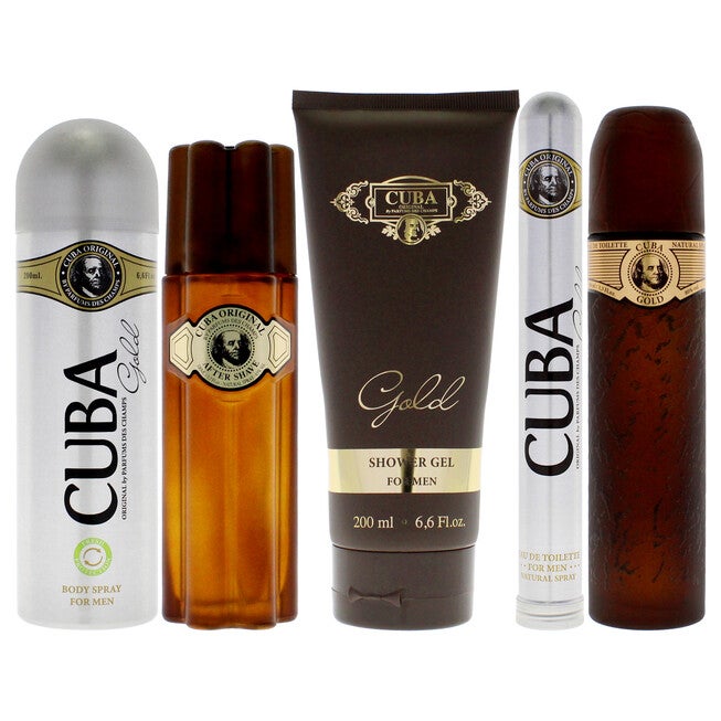 Cuba Gold Must Have by Cuba for Men - 5 Pc Gift Set 3.3oz EDT Spray, 1.17oz EDT Spray, 3.3oz After Shave, 6.7oz Body Spray, 6.7oz Shower Gel, NA, alternate image number null