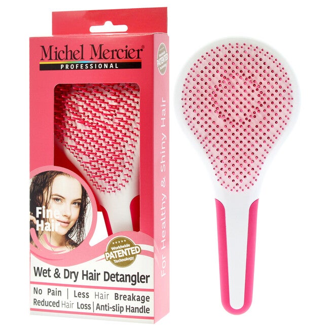 Wet and Dry Hair Detangler Fine Hair - Pink-White by Michel Mercier for Women - 1 Pc Hair Brush, , alternate image number null