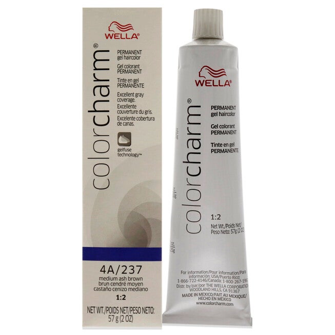 Color Charm Permanent Hair Color Gel - 237 4A Medium Ash Brown by Wella for Unisex - 2 oz Hair Color, See Description, hi-res image number 0