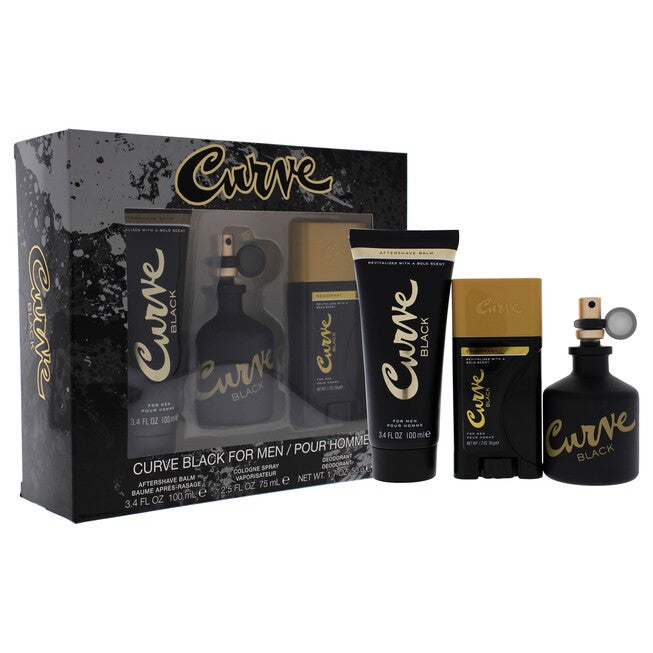 Curve Black by Liz Claiborne for Men - 3 Pc Gift Set 2.5oz EDC Spray, 3.4oz After Shave Balm, 1.7oz Deodorant Stick, NA, hi-res image number null
