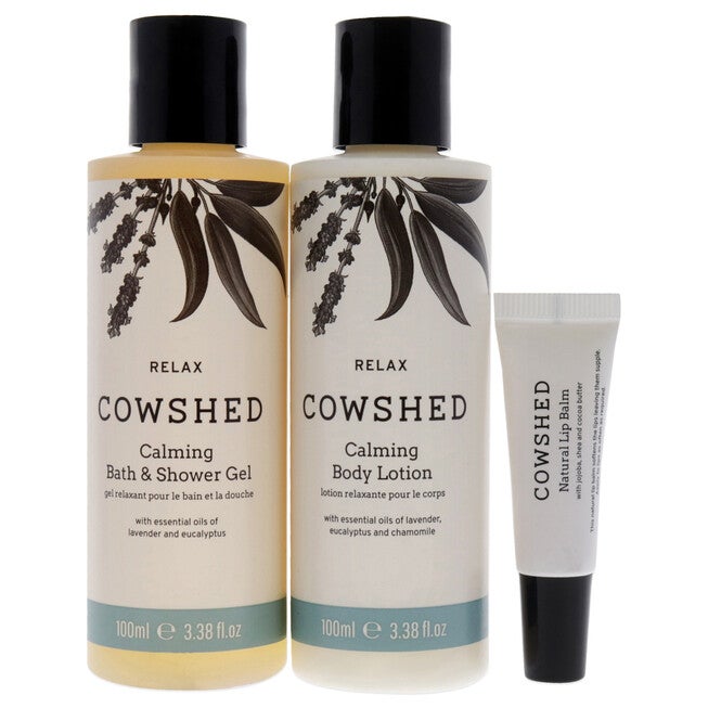 Relax Calming Essentials Set by Cowshed for Unisex - 3 Pc 3.38oz Bath and Shower Gel, 3.38 oz Body Lotion, 0.18oz Natural Lip Balm, , alternate image number null