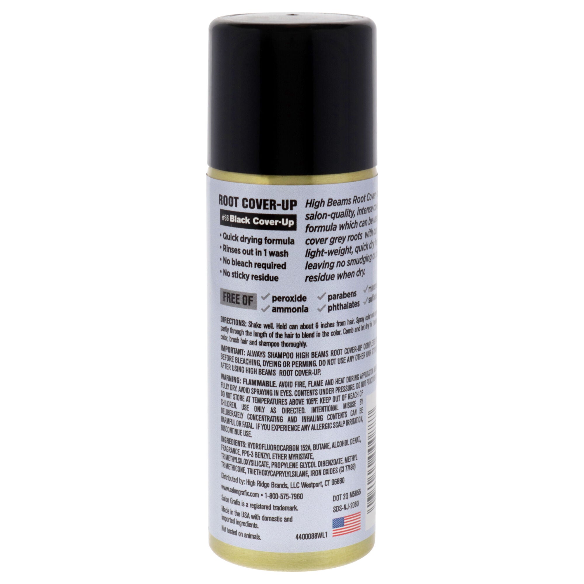High Beams Root Cover-Up Temporary Spray - 36 Black by Salon Grafix for Unisex - 2.7 oz Hair Color, See Description, alternate image number 1