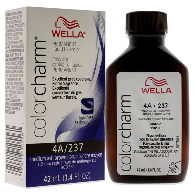 Color Charm Permanent Liquid Hair Color - 237 4A Medium Ash Brown by Wella for Unisex - 1.42 oz Hair Color, NA, alternate image number null