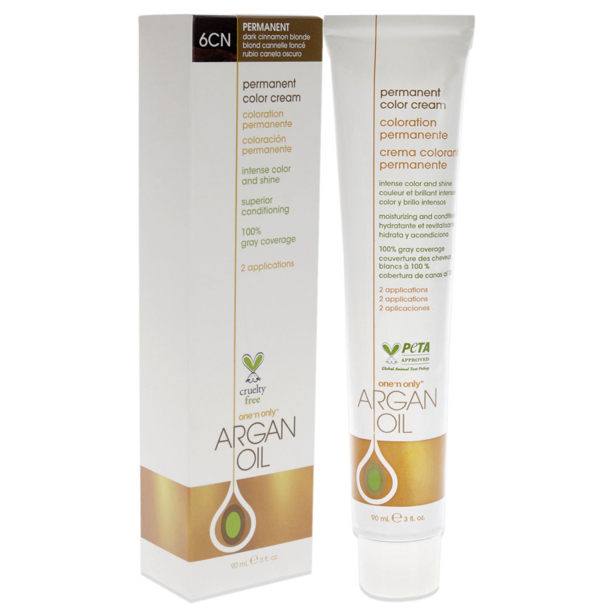 Argan Oil Permanent Color Cream - 6CN Dark Cinnamon Blonde by One n Only for Unisex - 3 oz Hair Color, See Description, alternate image number 1