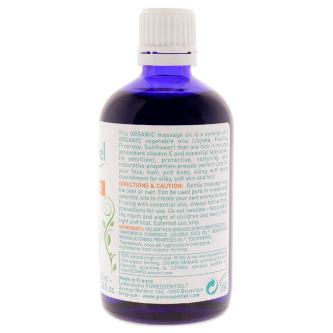 Organic Massage Oil with 3 Organic Vegetable Oils by Puressentiel for Unisex - 3.38 oz Oil, NA, alternate image number null