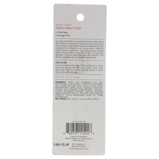 Brow Vixen Tattoo Effect Brow Stain - BV2 Taupe by Flower Beauty for Women - 0.034 oz Eyebrow, NA, alternate image number null