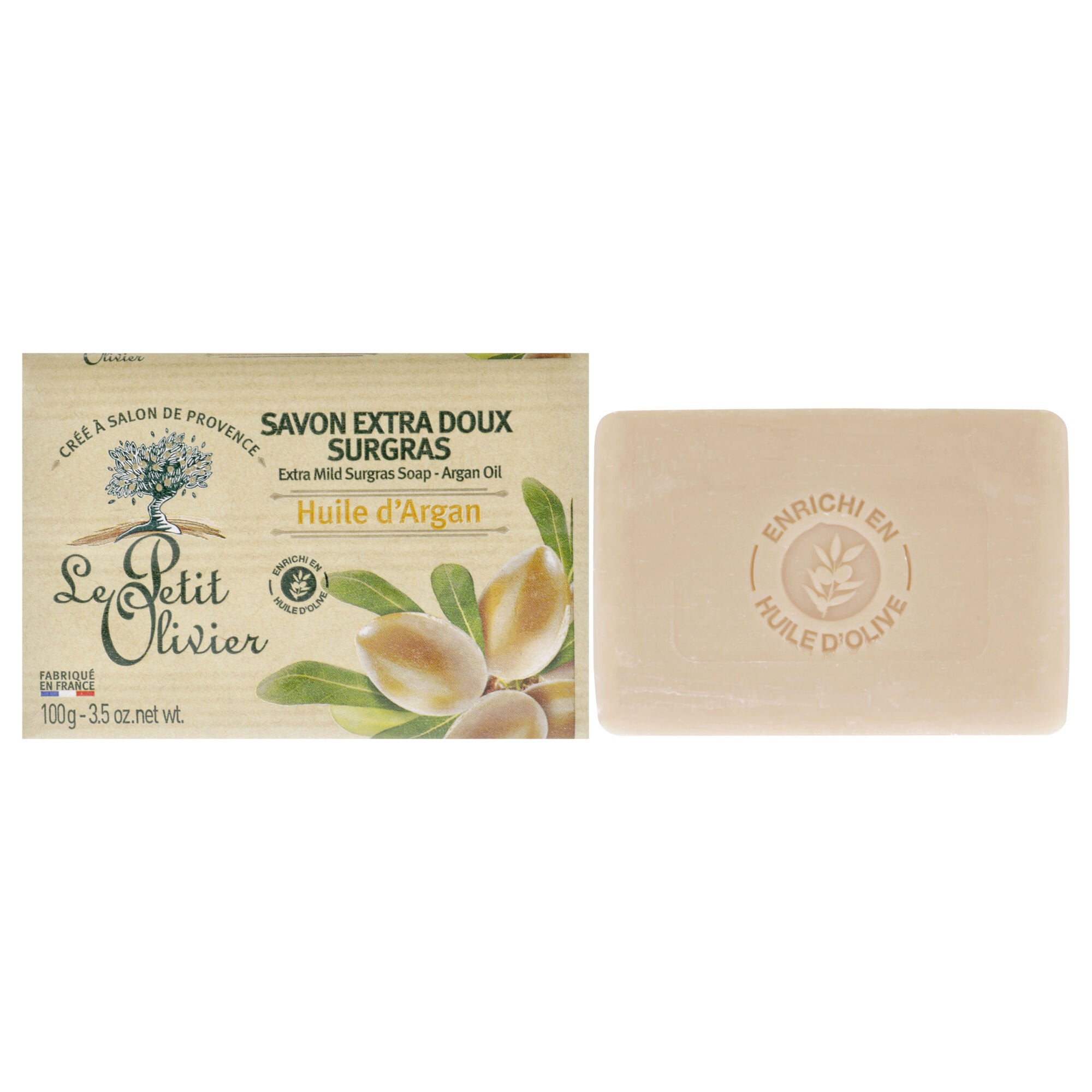 Extra Mild Surgras Soap - Argan Oil by Le Petit Olivier for Unisex - 3.5 oz Soap, See Description, hi-res image number 0