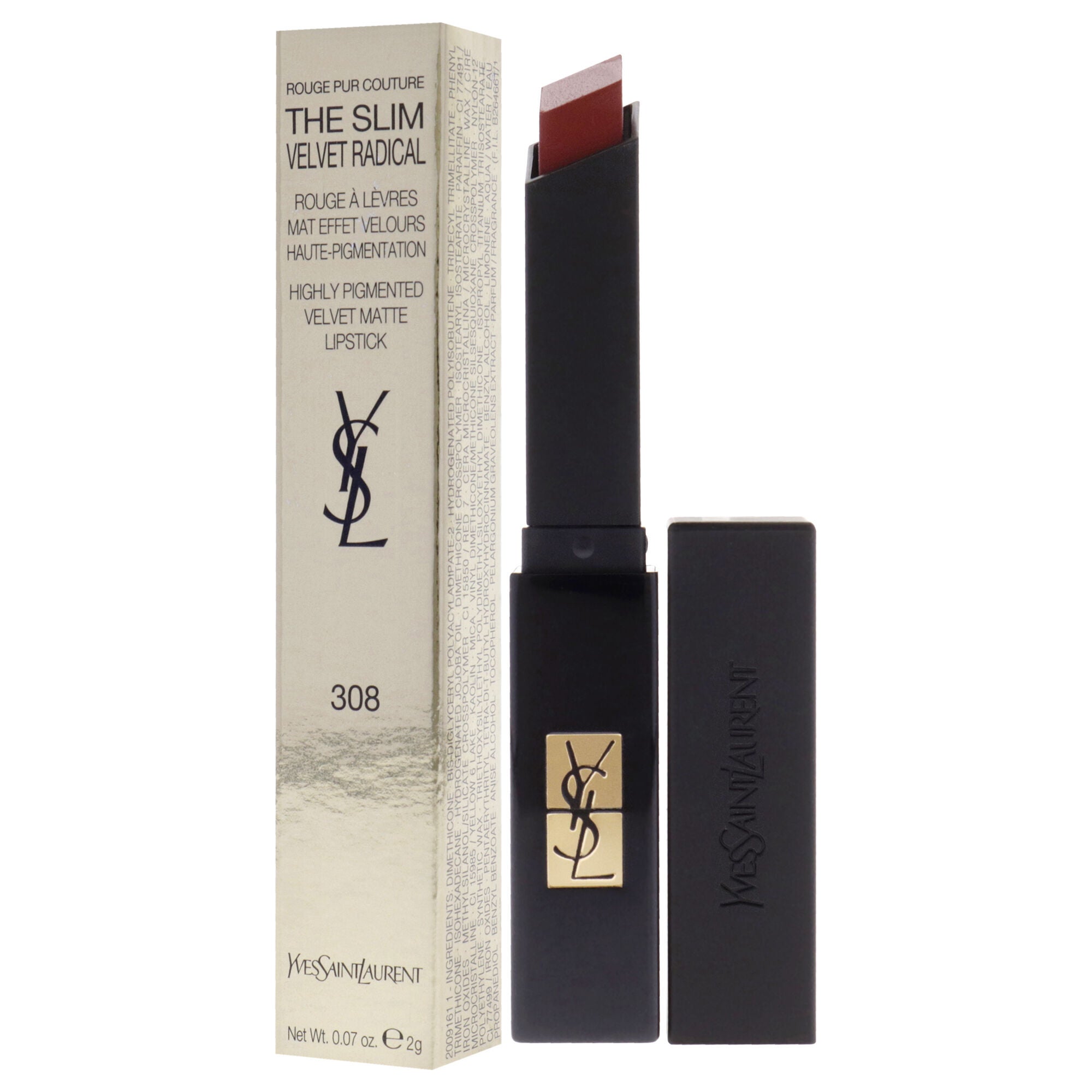 The Slim Velvet Radical Matte Lipstick - 308 Radical Chili by Yves Saint Laurent for Women - 0.07 oz Lipstick, , alternate image number 7