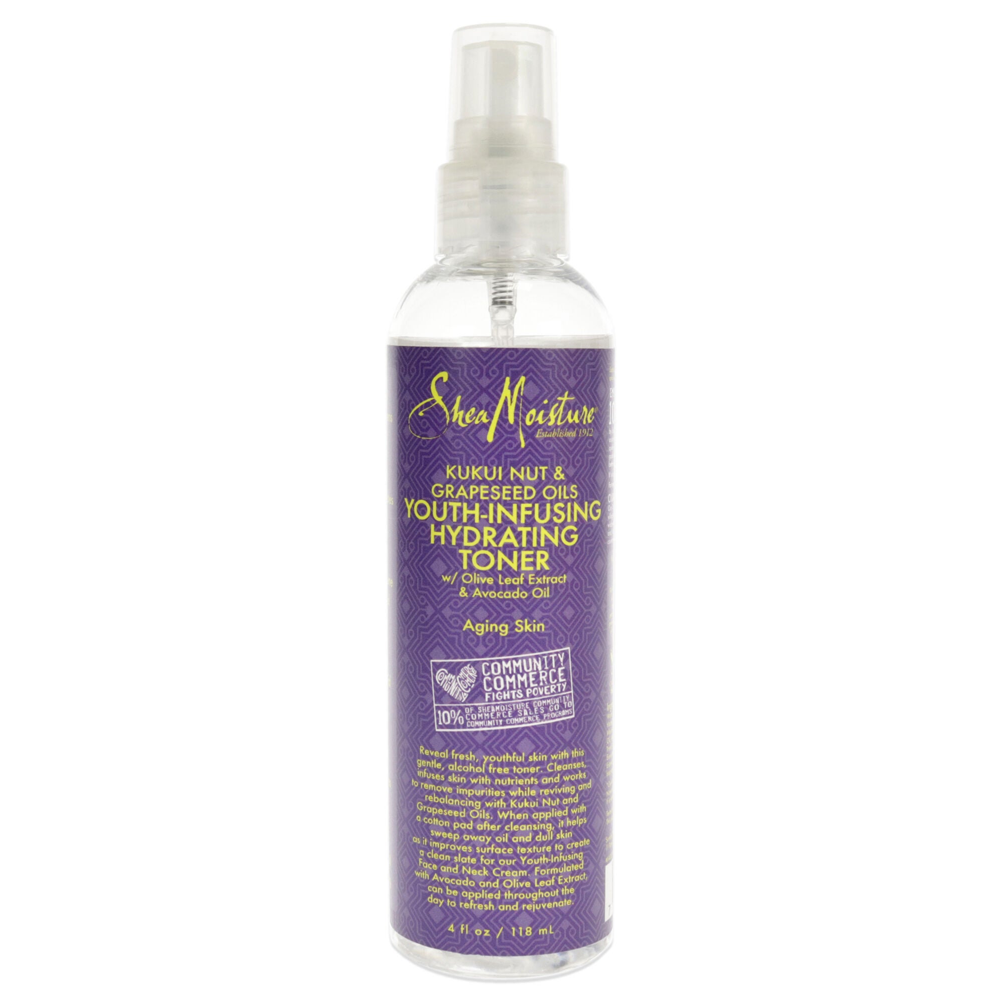 Kukui Nut & Grapeseed Oils Youth-Infusing Hydrating Toner by Shea Moisture for Unisex - 4 oz Toner, See Description, hi-res image number 0